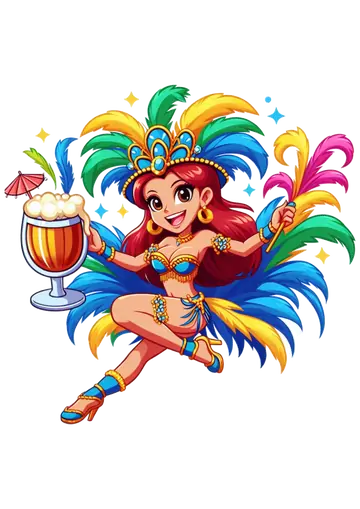 Passista de Carnaval com Taca Tropical PNG