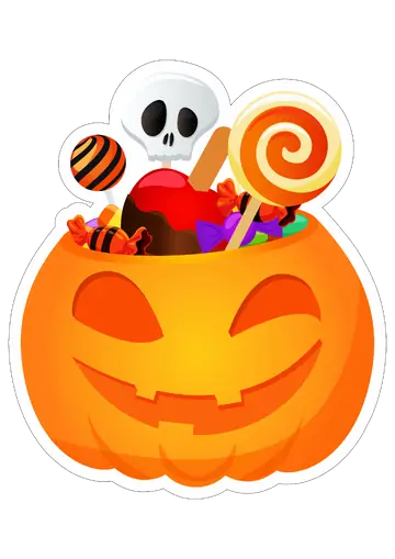 Abóbora de Halloween com Doces PNG