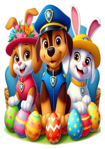 Patrulha Canina com Ovos de Páscoa PNG