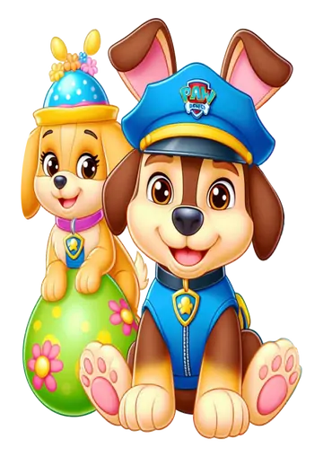 Chase e Skye Patrulha Canina na Páscoa PNG