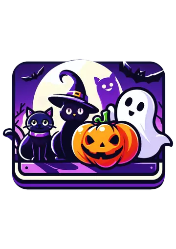 Gatos e Abóbora de Halloween PNG