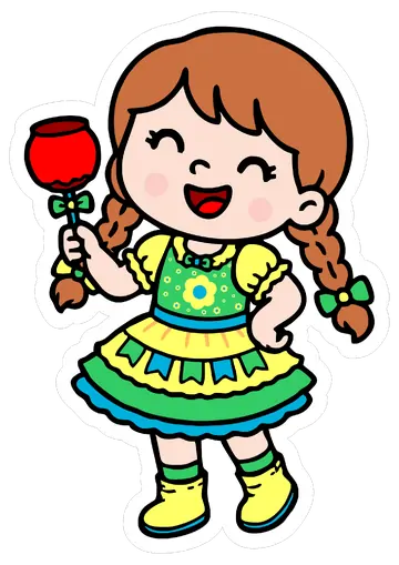 Menina Caipira com Maçã do Amor PNG