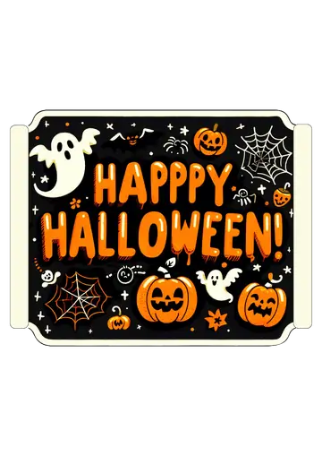 Quadro Negro Happy Halloween PNG