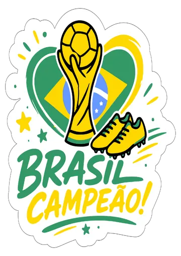 Sticker Brasil Campeão com Taça PNG