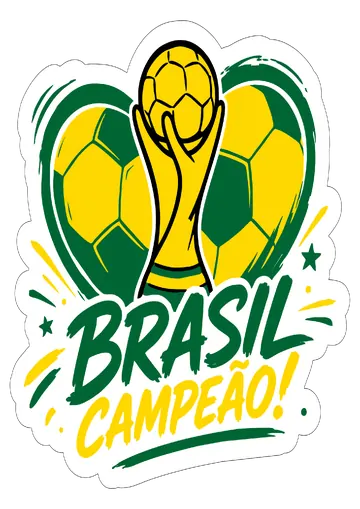 Logo Brasil Campeão Coração e Taça PNG