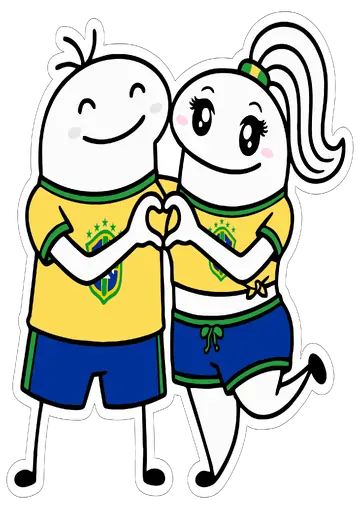 Casal Flork Torcedores Fazendo Coração PNG