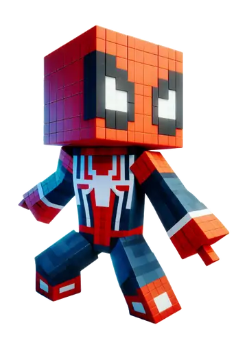 Homem-Aranha em Estilo Minecraft PNG