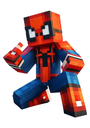 Homem-Aranha Bloco Minecraft Agachado PNG