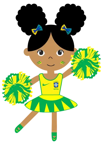 Menina Torcedora Brasileira com Pompons PNG