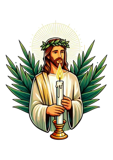 Jesus Cristo Iluminado com Círio Pascal PNG