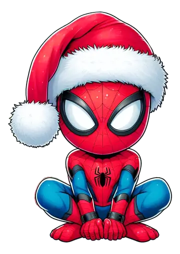 Homem Aranha Chibi Agachado de Natal PNG