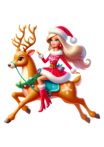 Barbie Noel Cavalgando Rena de Natal PNG