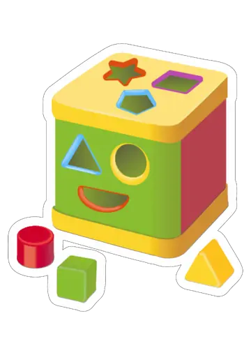 Cubo Didático de Encaixar Formas PNG