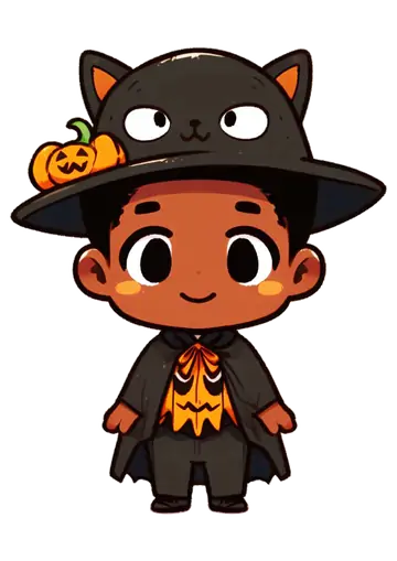 Menino com Fantasia de Gato Halloween PNG