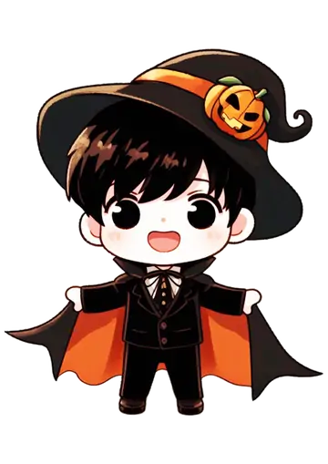 Menino Vampiro com Chapéu de Abóbora PNG