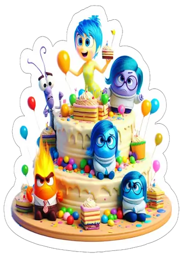 Divertida Mente 2 com Bolo de Aniversário PNG