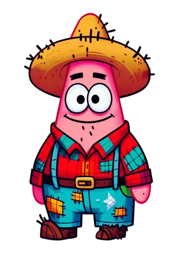 Patrick Estrela Caipira com Camisa Xadrez PNG
