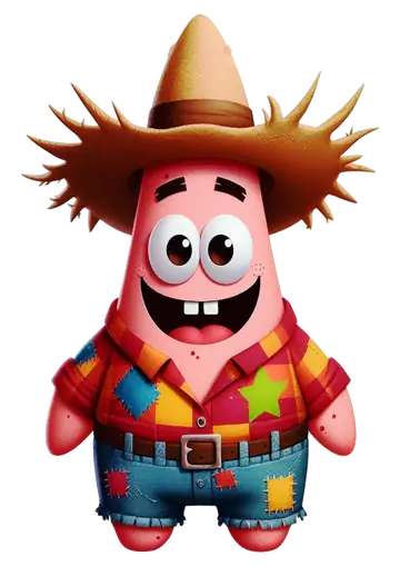 Patrick Estrela com Chapéu de Palha PNG