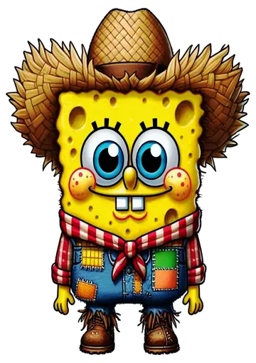 Bob Esponja com Chapéu de Palha PNG