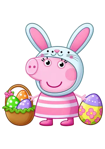 Peppa Pig com Ovos Coloridos PNG