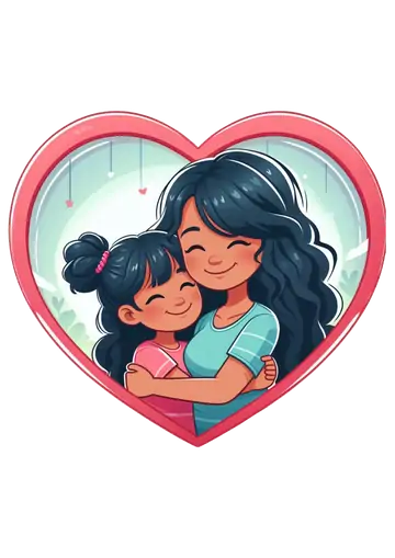 Mae e Filha Sorrindo no Coracao PNG