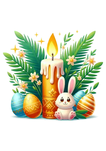 Vela de Pascoa com Coelhinho e Ovos PNG