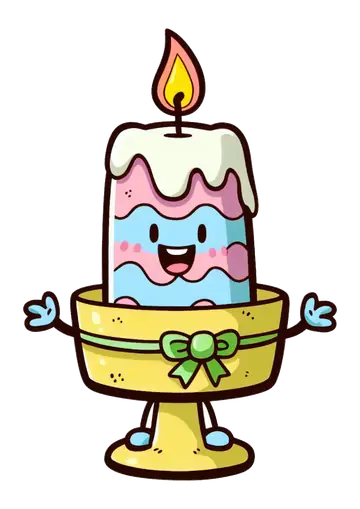 Vela de Pascoa Kawaii no Suporte PNG