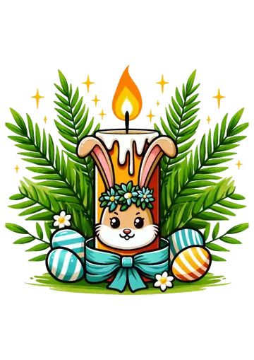 Vela de Pascoa com Coelho e Coroa PNG