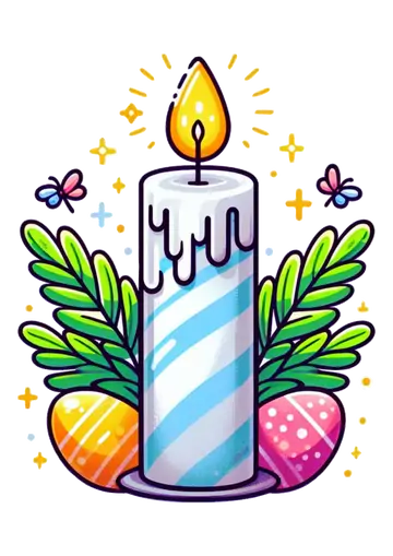 Vela Azul com Ovos de Páscoa PNG