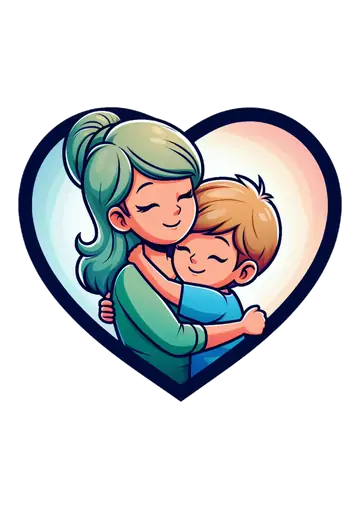 Mãe e Filho Abraçados em Coração PNG