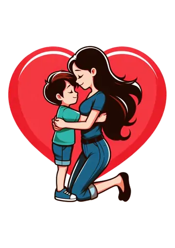 Mãe Ajoelhada Abraçando o Filho PNG
