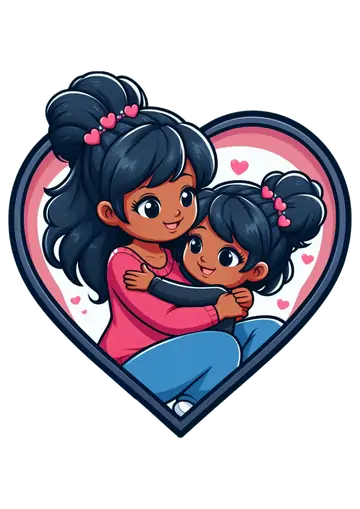 Mãe e Filha com Blusa Rosa PNG