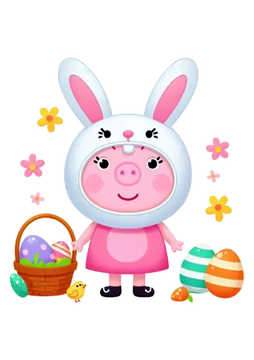 Peppa Pig Fantasiada de Coelho com Cesta PNG