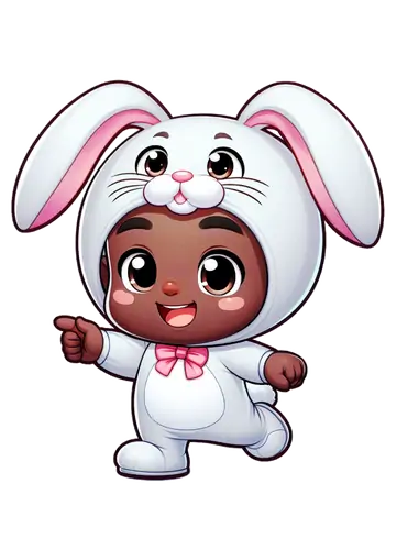 Bebê Apontando com Fantasia de Coelhinho PNG