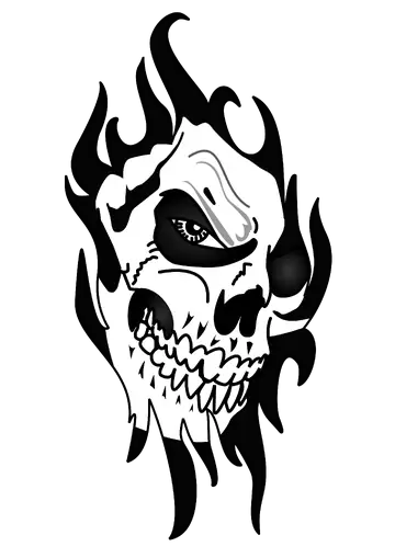 Caveira com Chamas Estilizada PNG