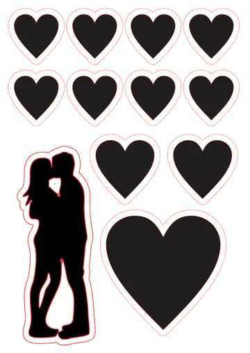 Casal com Corações Pretos PNG