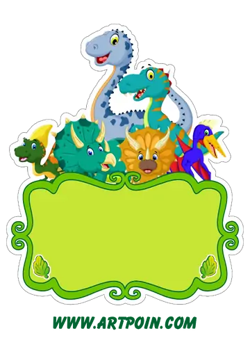 Topo de Bolo Dinossauros Fofos PNG