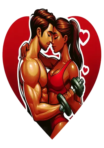 Casal Fitness Apaixonado com Halter PNG