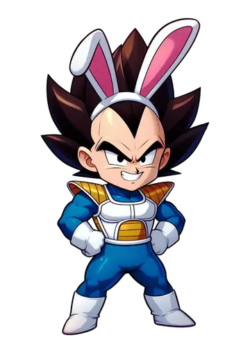 Vegeta Criança com Orelhas de Coelhinho PNG