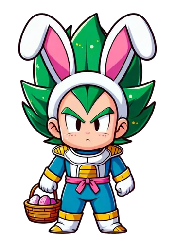 Vegeta Cabelo Verde com Orelhas de Coelhinho PNG
