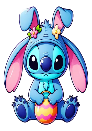 Stitch Coelhinho da Páscoa com Ovo PNG