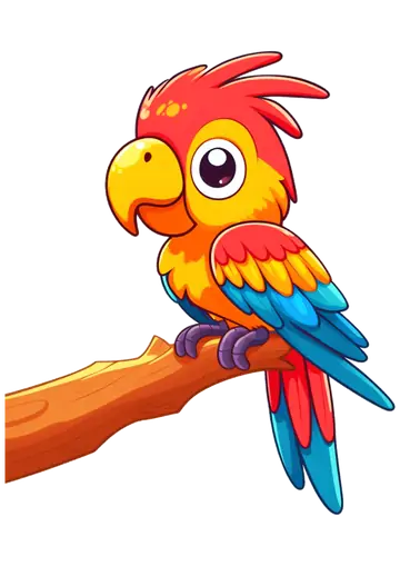 Pássaro Colorido no Galho PNG
