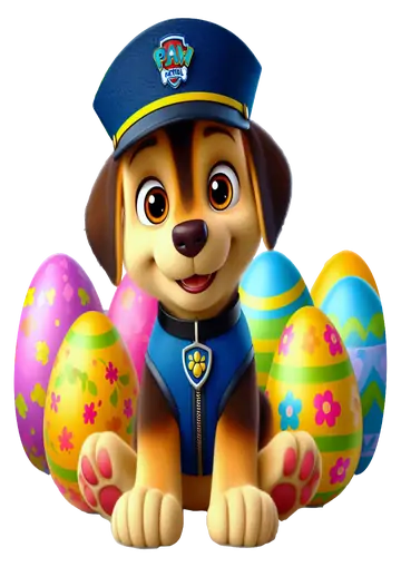 Chase Patrulha Canina Sentado com Ovos PNG