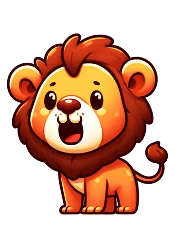 Leão Fofinho Estilo Desenho PNG
