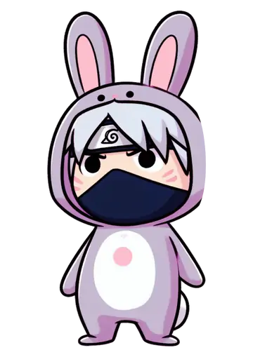 Kakashi Chibi Roupa de Coelhinho Roxo PNG