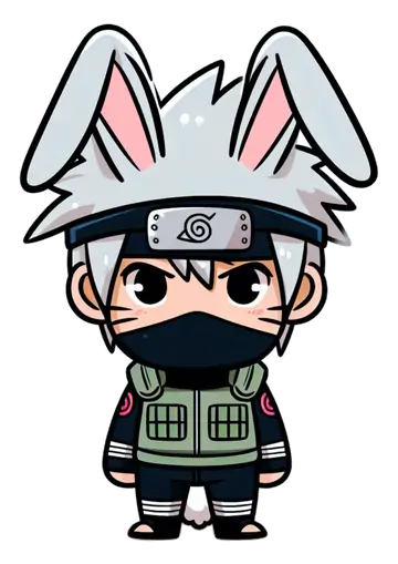 Kakashi Chibi com Orelhas de Coelho PNG