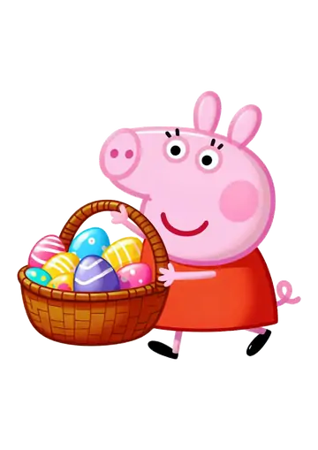 Peppa Pig Carregando Cesta de Páscoa PNG