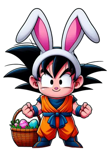 Goku com Cesta de Ovos PNG