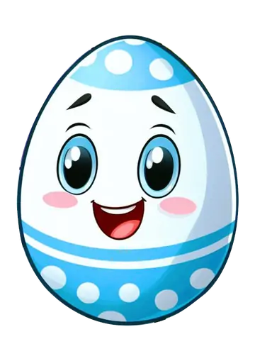 Ovo de Páscoa Azul com Rosto Sorridente PNG