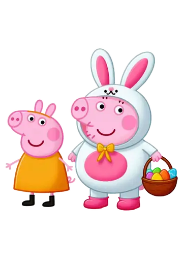 Peppa Pig e Familia na Pascoa PNG